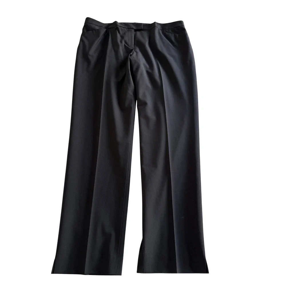Lafayette 148 Irving Pants 14 Black Stretch Wool Slim Ankle Trousers NWT